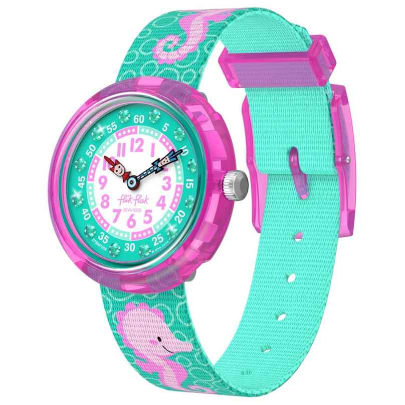 Flik Flak FBNP256 Kinderuhr für Mädchen Bubbly Seahorse 7610522901995
