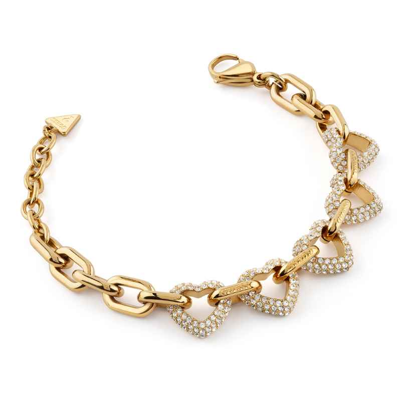 Guess JUBB05014JWYG Damen-Armband Multi Pavée Hearts Goldfarben 7620837551778
