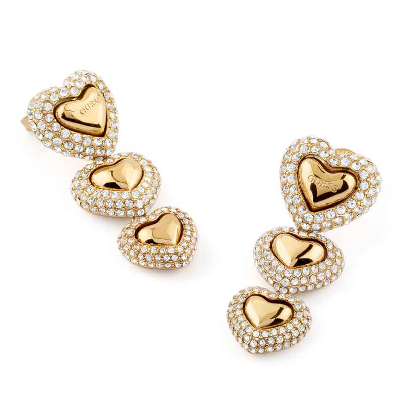 Guess JUBE05013JWYG Damen-Ohrringe Ohrhänger Herz Pavée Goldfarben 7620837551761