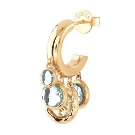 Guess JUBE05095JWYGAQ Women's Hoop Earrings Crystal Charms 4G Blue/Gold