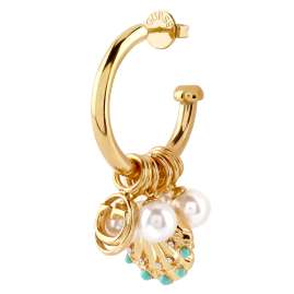 Guess JUBE05127JWYG Damen-Ohrringe Creolen Logo Charm Muschel