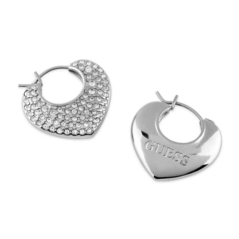 Guess JUBE05207JWRH Women's Hoop Earrings Crystal Heart 7628907238802