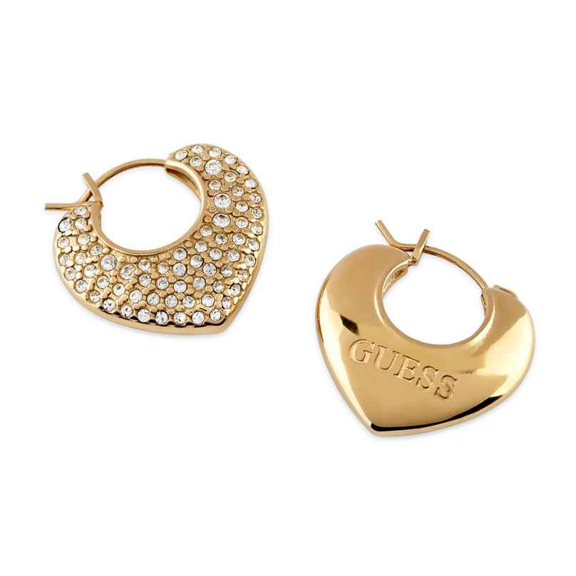 Guess JUBE05207JWYG Damen-Ohrringe Creolen Kristall-Herz Goldfarben 7628907234842