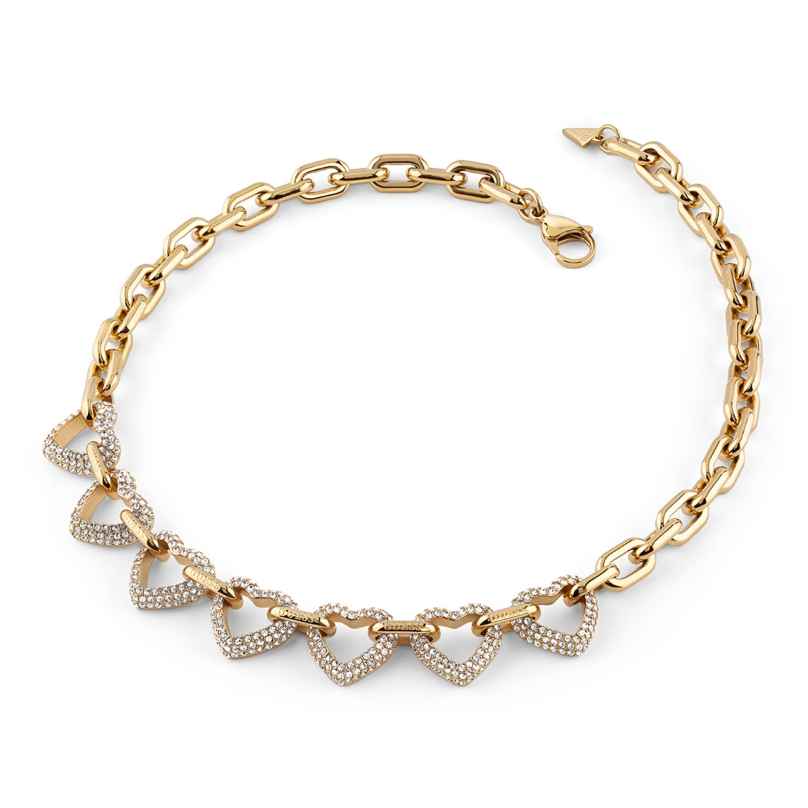 Guess JUBN05012JWYG Damen-Kette Multi Pavée Herzen Goldfarben 7620837551754