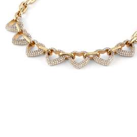 Guess JUBN05012JWYG Damen-Kette Multi Pavée Herzen Goldfarben