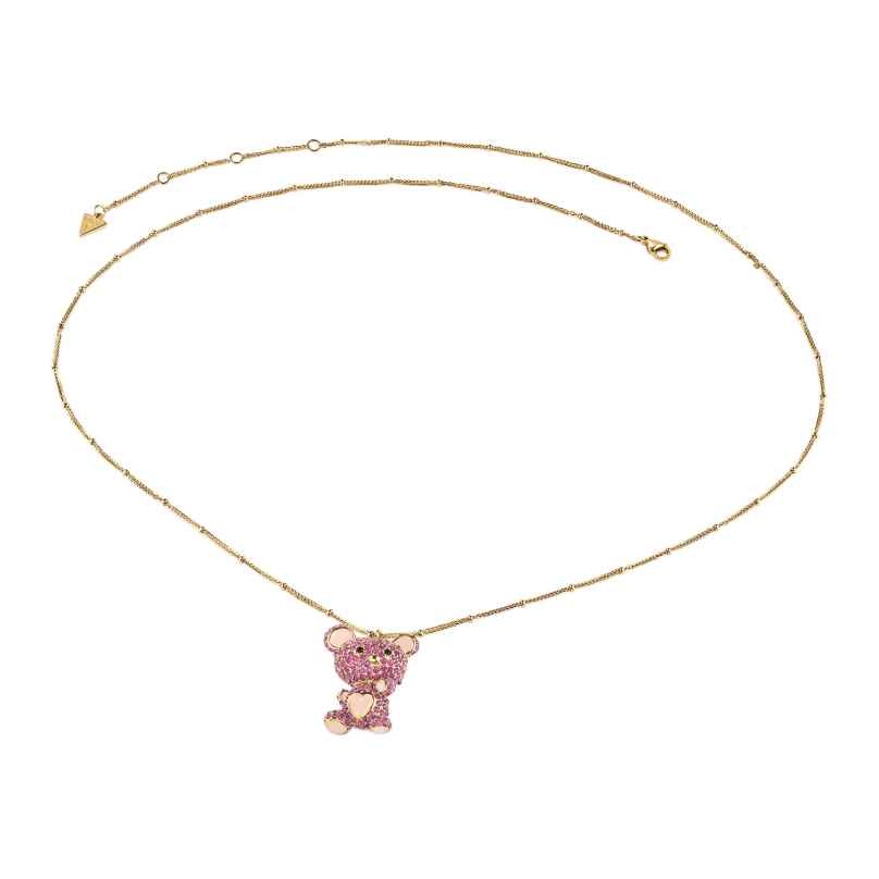 Guess JUBN05139JWYGFC Damen-Kette Teddybär Goldfarben Rot 7628907236792