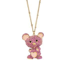 Guess JUBN05139JWYGFC Damen-Kette Teddybär Goldfarben Rot