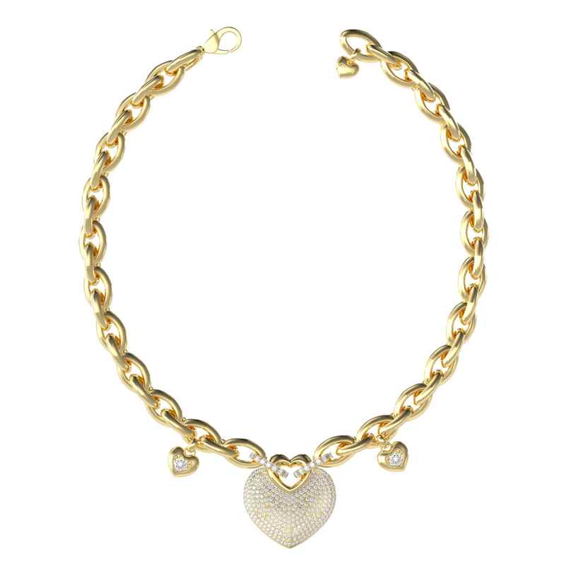 Guess JUBN05205JWYG Damen-Kette Pavée Herzen Goldfarben 7628907234811