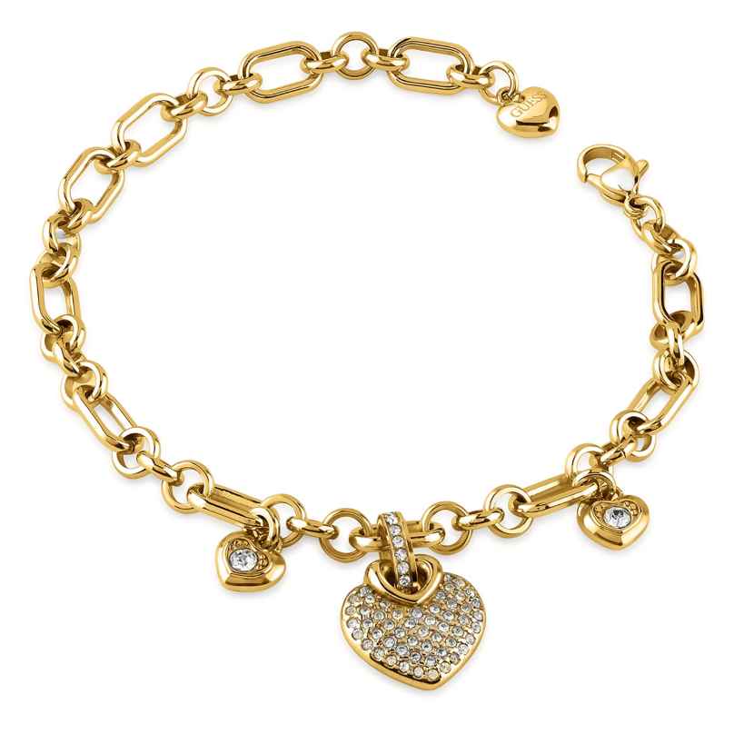 Guess JUBB05211JWYGS Women's Bracelet Multi Heart Pave Gold Tone 19.5 cm 7628907234903