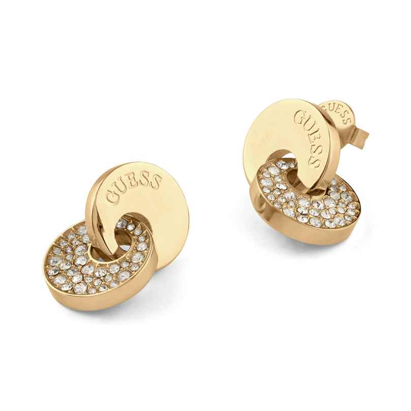 Guess JUBE05221JWYG Damen-Ohrringe Two Links Pavée Goldfarben 7628907236228