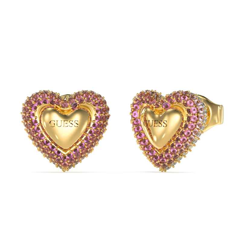Guess JUBE05008JWYGPK Damen-Ohrringe Ohrstecker Herz Goldfarben/Weiß 7620837551679
