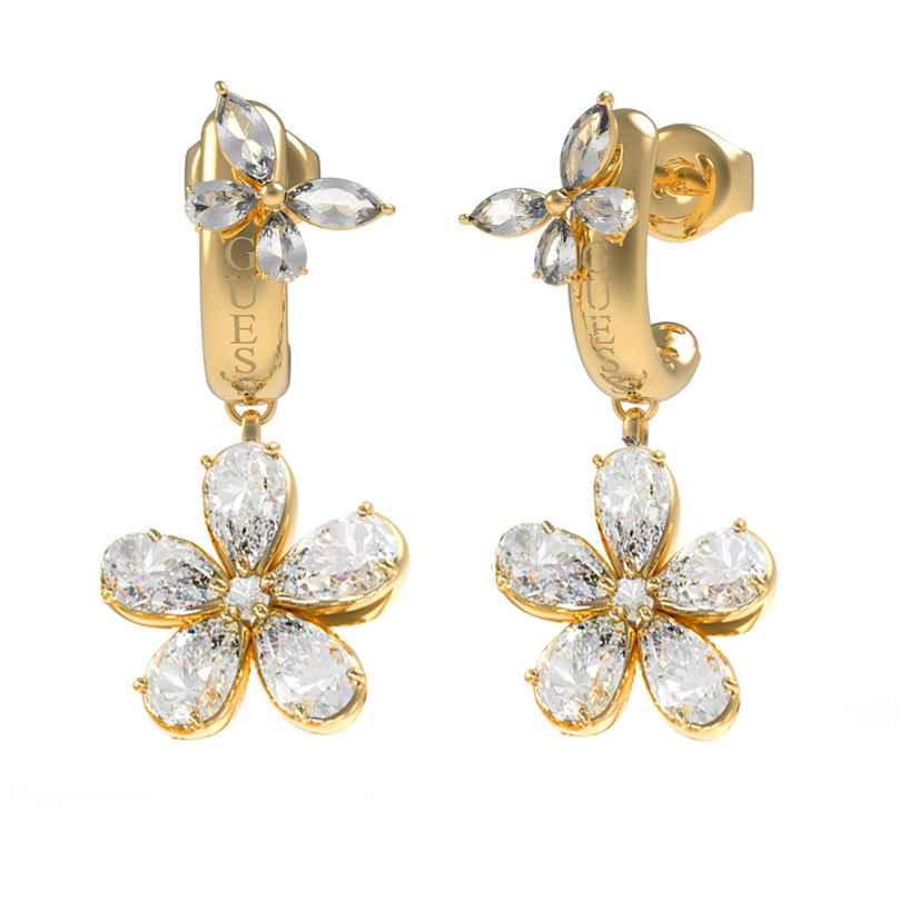 Guess JUBE05105JWYG Women's Hoop Earrings Lily Flower J Gold Tone 7628907239137