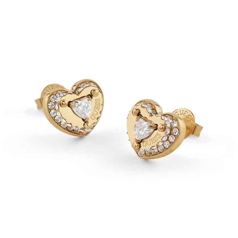 Guess JUBE05551JWYGT/U Damen-Ohrringe Ohrstecker Herz Pave Goldfarben 7621235405694