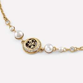 Guess JUBB05516JWYGS Damen-Armband Multi Pearls 4G Goldfarben S