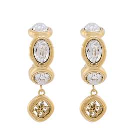 Guess JUBE05571JWYGT/U Women's Hoop Earrings Multi Crystals Gold Tone