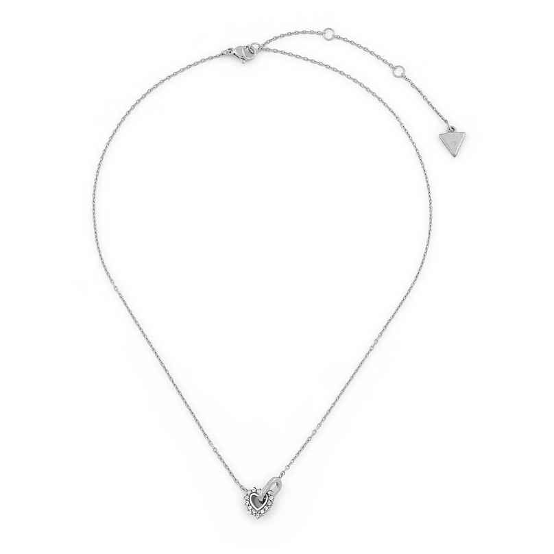 Guess JUBN05533JWRH Damen-Kette Herz Kristalle Silberfarben 7621235405199