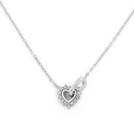 Guess JUBN05533JWRH Women's Necklace Heart Crystals Silver Tone