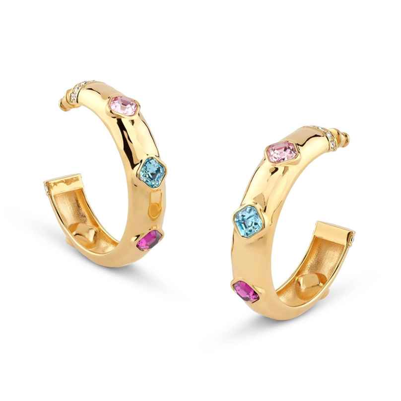 Guess JUBE05314JWYGMCT/U Damen-Creolen Multi Crystals Ohrringe Goldfarben 7621235399177