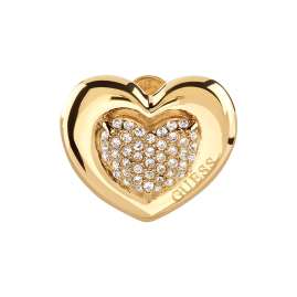 Guess JUBE05459JWYGT/U Women's Stud Earrings Heart Gold Tone/White