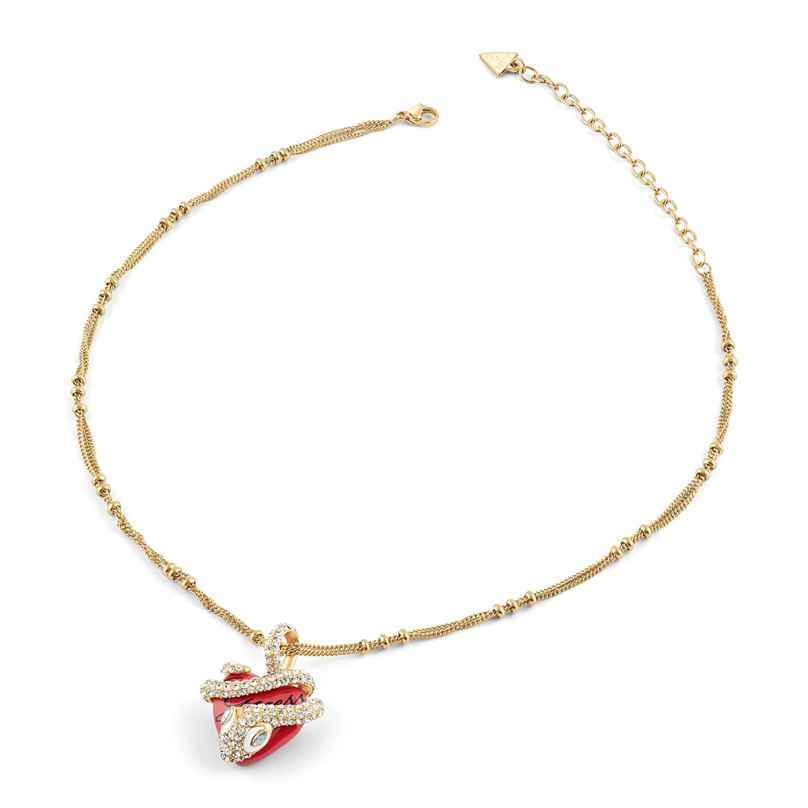 Guess JUBN05474JWYGT/U Women's Necklace Heart Snake Gold Tone 7621235403393