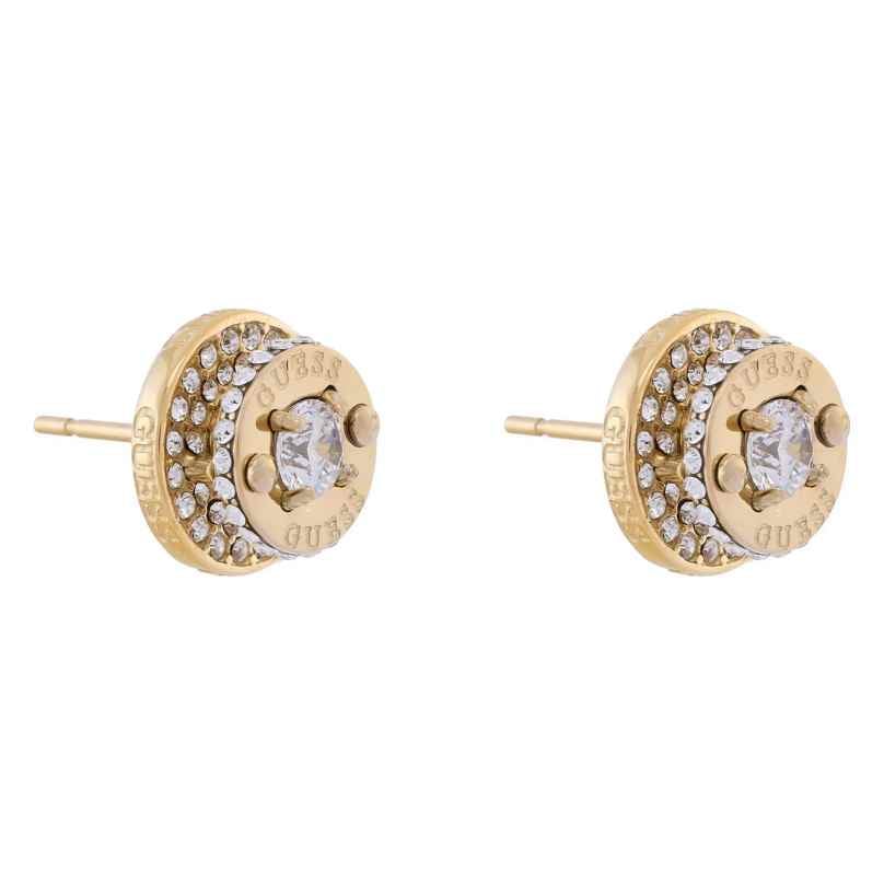 Guess JUBE05557JWYGT/U Damen-Ohrringe Ohrstecker Coin Pave Goldfarben 7621235405946