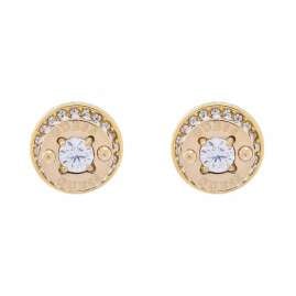 Guess JUBE05557JWYGT/U Damen-Ohrringe Ohrstecker Coin Pave Goldfarben