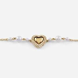 Guess JUBB06009JWYGS Damen-Armband Herz Perlen Goldfarben
