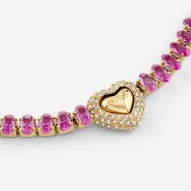 Guess JUBB06093JWYGPKS Damen-Tennisarmband Herz Pink/Goldfarben