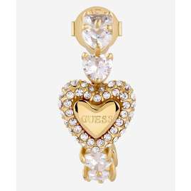 Guess JUBE06004JWYGT/U Damen-Ohrringe Creolen Pavé Herz Crystals Goldfarben