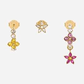 Guess JUBE06035JWYGMCT/U Women's Earrings Set of 3 Crystal Flowers Colourful