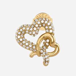 Guess JUBE06054JWYGT/U Damen-Ohrringe Pavé Herz Ohrstecker Goldfarben