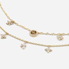 Guess JUBN06028JWYGT/U Damen-Kette zweireihig Flowers Goldfarben
