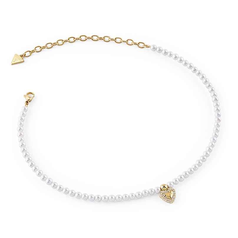 Guess JUBN06090JWYGT/U Damen-Perlenkette Herz Choker Goldfarben 7625826402130