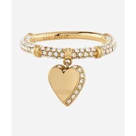 Guess JUBR06077JWYG Damenring Herz Charm Pavé Goldfarben
