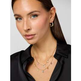 Guess JUBE06031JWYGMCT/U Women's Hoop Earrings Multi Flowers Gold Tone