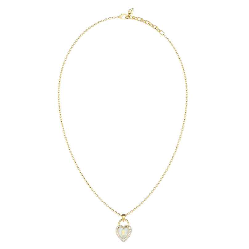 Guess JUBN06063JWYGT/U Damen-Kette Herz-Schloss Perlmutt Goldfarben 7625826400310