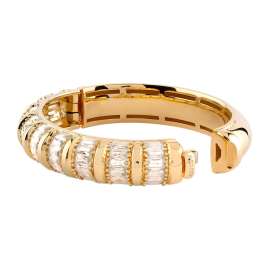 Guess JUBB06324JWYGS Women's Cuff Bracelet Baguette Gold-Tone/White S