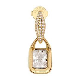 Guess JUBE06391JWYGT/U Women's Hoop Earrings Gemstone Pendants Gold-Tone