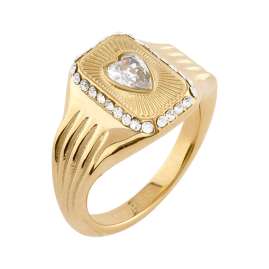 Guess JUBR06356JWYG Women's Ring Love Tag Signet Gold-Tone