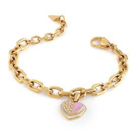 Guess JUBB03034JWYGLC Women's Bracelet Heart Charm Gold Tone