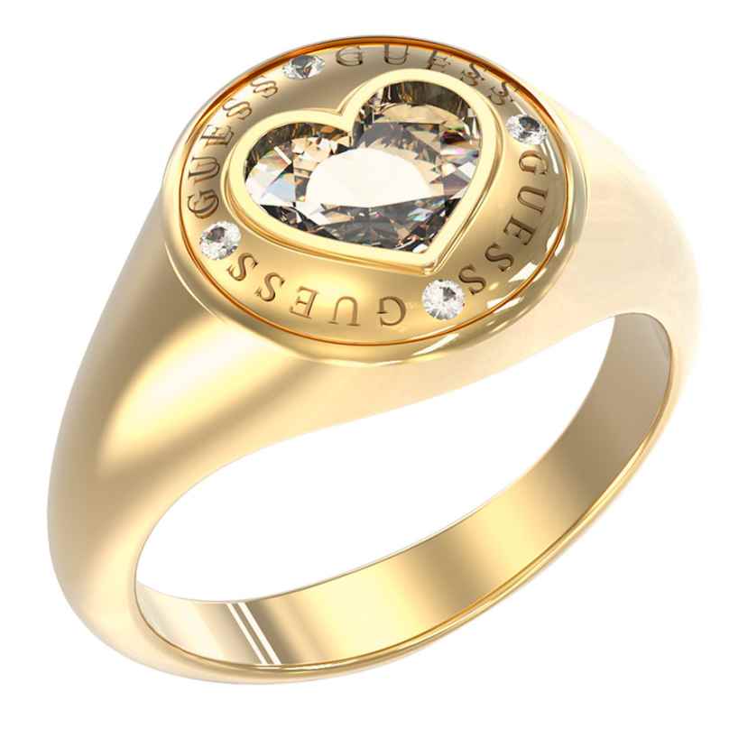 Guess JUBR03352JWYG Women's Ring Crystal Heart Gold Tone
