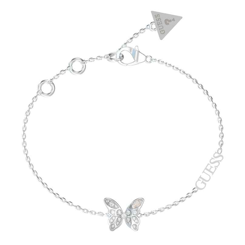 Guess JUBB04110JWRHS Women's Bracelet Pave Butterfly Silver Tone 7618391639186