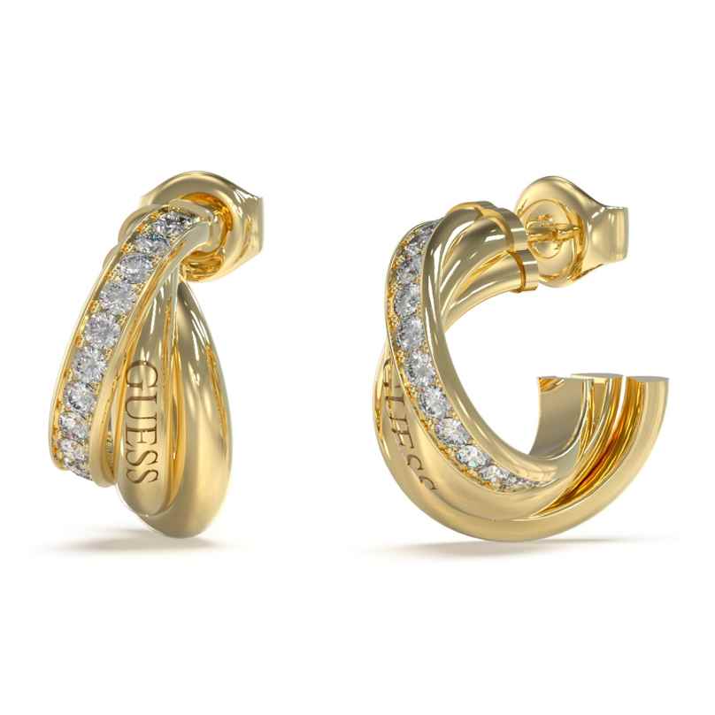 Guess JUBE04066JWYGT Women's Hoop Earrings Perfect Links Mini Gold Tone 7626101886522