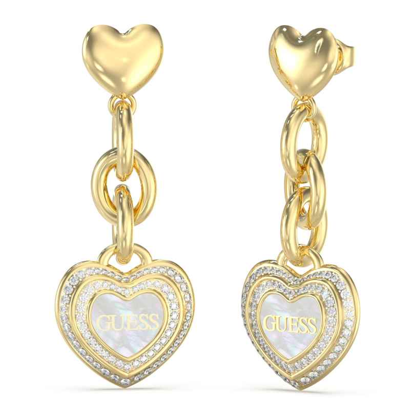 Guess JUBE04024JWYGWHT/U Damen-Ohrringe Amami Herz Ohrhänger Goldfarben 7626101884818