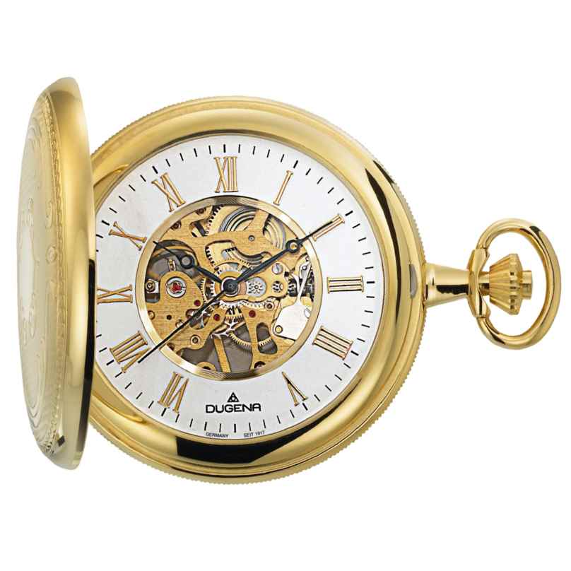 Dugena 4460307-1 Handaufzug Skelett-Taschenuhr 4050645024509
