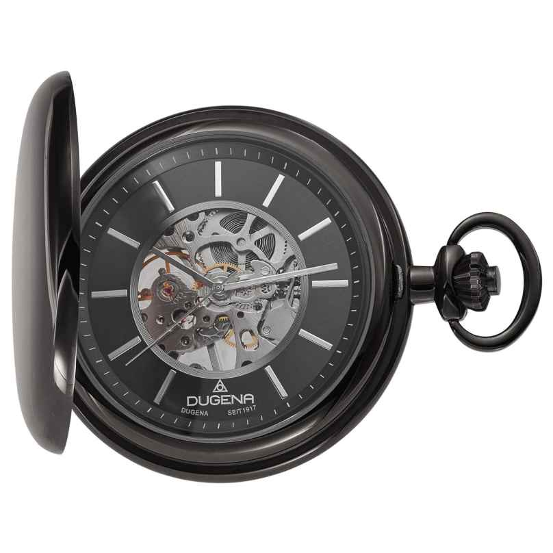 Dugena 4460978-1 Skelett-Taschenuhr Handaufzug Schwarz 4050645024813