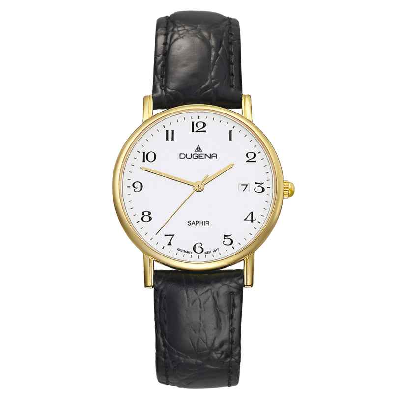 Dugena 2170996-1 Men's Watch Zenit Gold Tone Black Leather strap 4050645026374