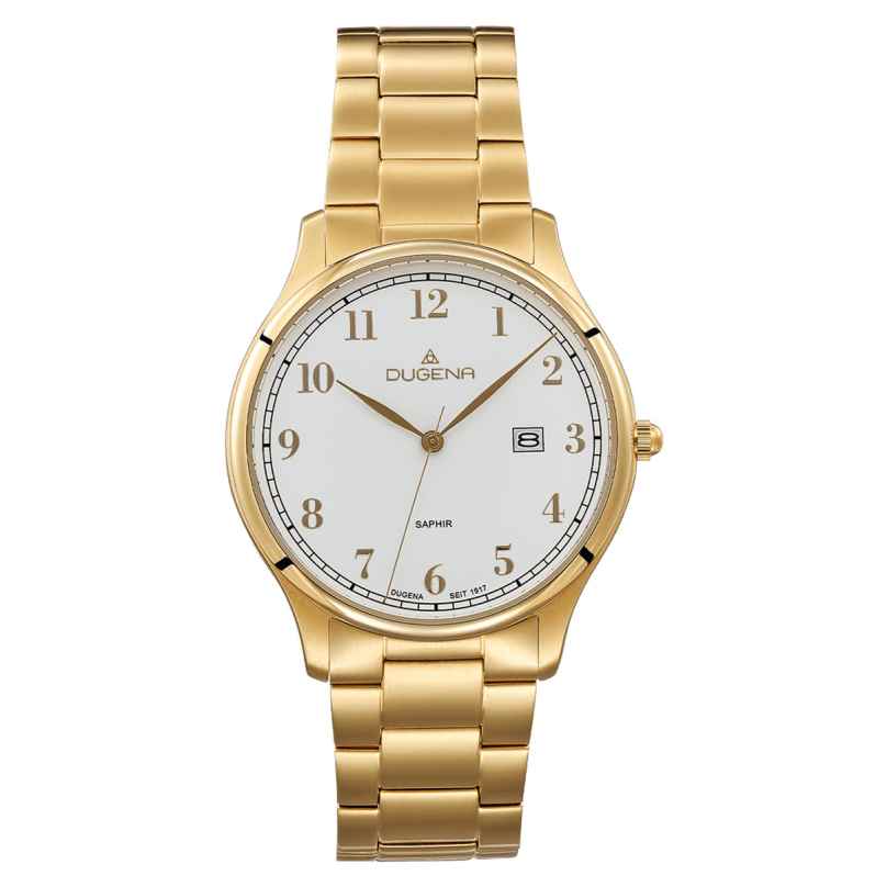 Dugena 4461115 Men's Watch Hamburg Sapphire Crystal White / Gold 4050645027197