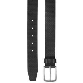 Boss 50435219-001 Men's Belt with Embossed Logo Leather Black