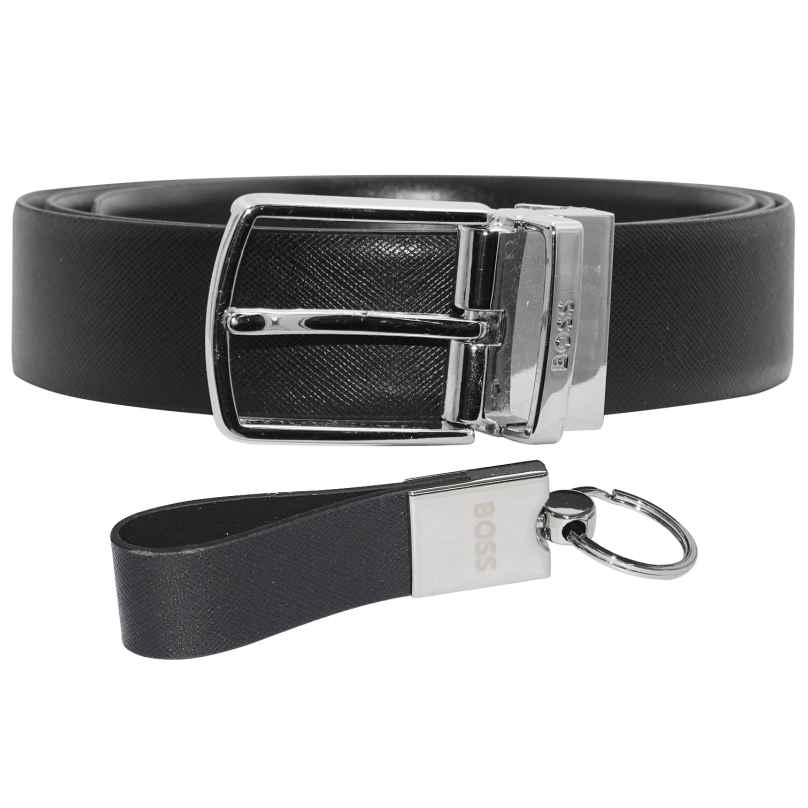 Boss 50486964-002 Gift Set Men's Belt and Keychain Black Gilbel 4063536105850